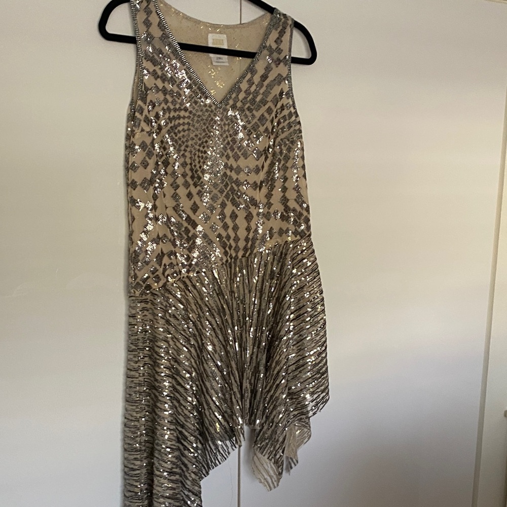 Anna Sui Sequined Asymmetrical Hem Dress